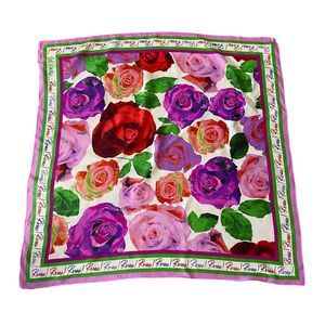 Vintage Bob Mackie Wearable Art Large Silk Scarf Roses Roses Roses